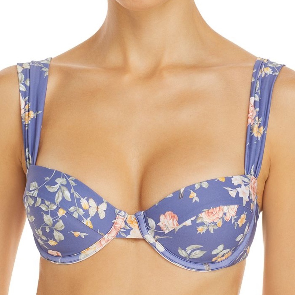 WeWoreWhat Floral Bikini Top - Blue and Pink